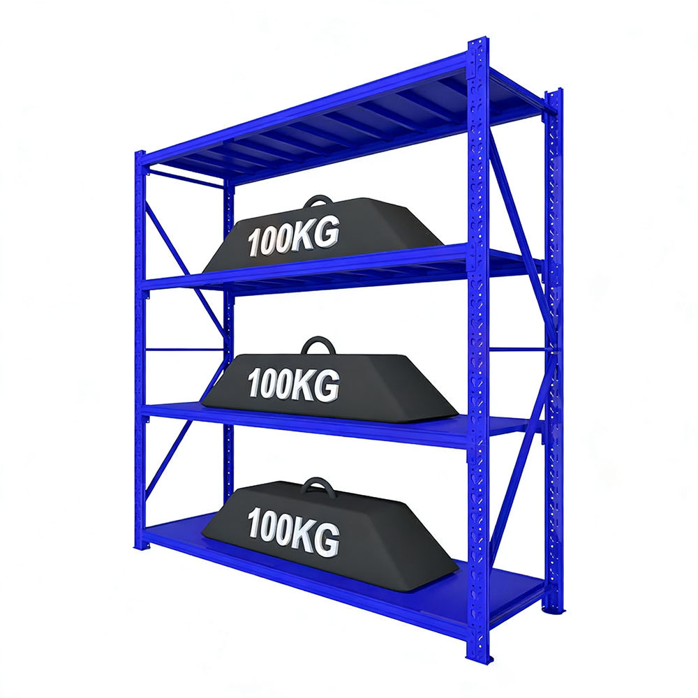 Industrial Warehouse Steel Frame Adjustable Boltless Plug-In 500KG Capacity Powder Coated Garage Shelves