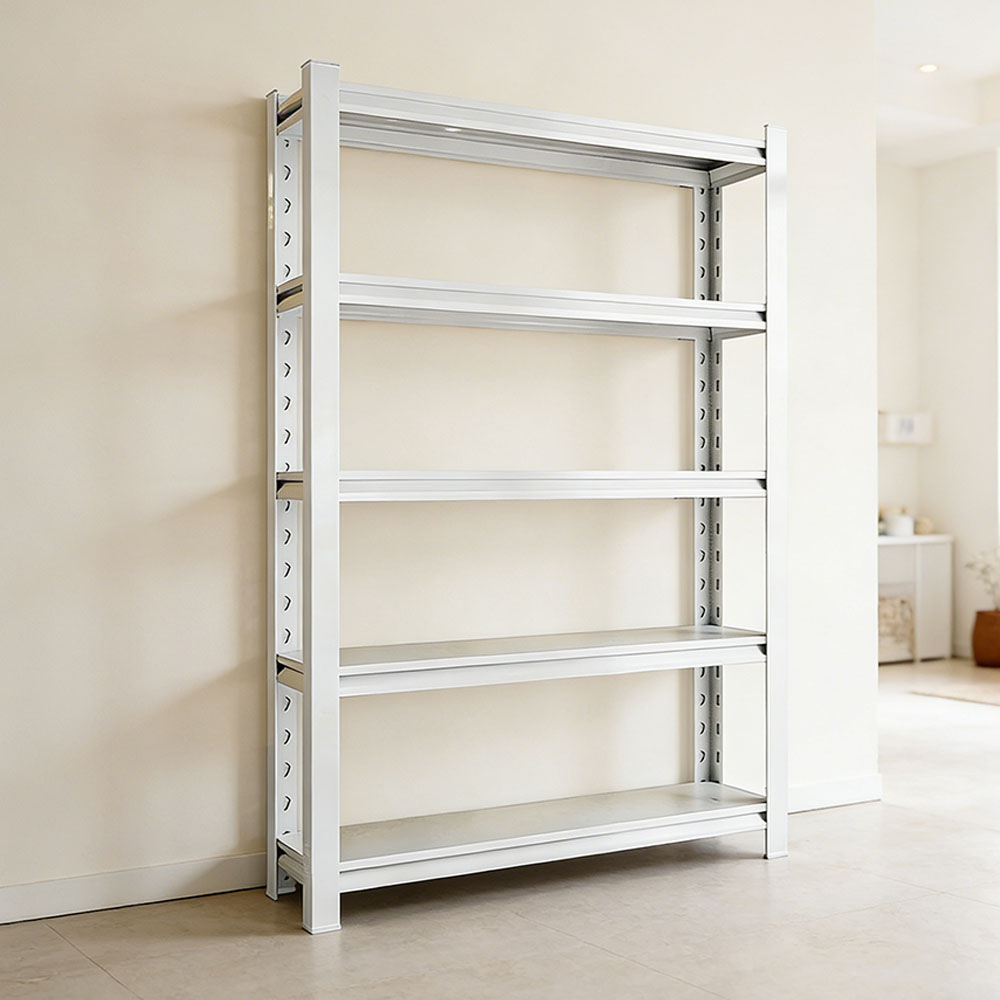 Customized Industrial 5-Tier White Steel Storage Rack Boltless Adjustable Shelving for Warehouse & Home Shelves