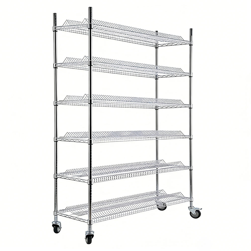 Customizable Mobile Wire Shelving Multi Layers Wire Shelving Rack Warehouse Storage Equipment With Wheels