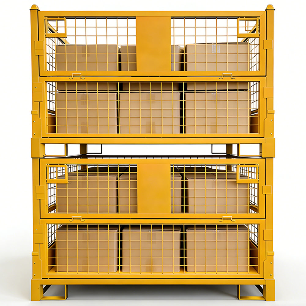 Wholesale Customized Cold Rolled Steel Storage Cages Foldable Stacking Racks for Warehouse Storage