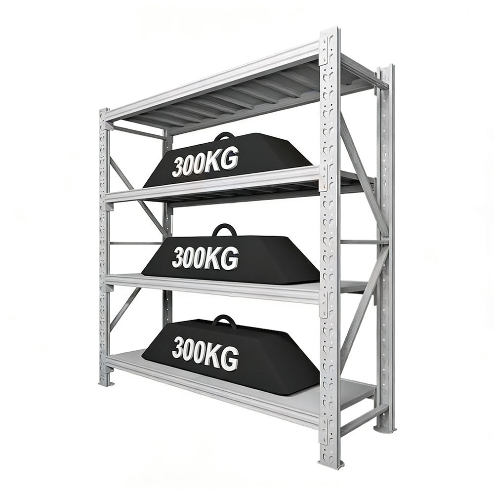 Wholesale Easy-to-Assemble 4-Layer Bolt-Free Steel Anti-Rust Powder Coated Warehouse Rack Stacking Garage Shelving