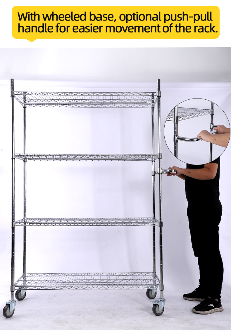 Customized Mobile Wire Shelving Tilted Anti-Roll Warehouse Storage With Wheels for Warehouse