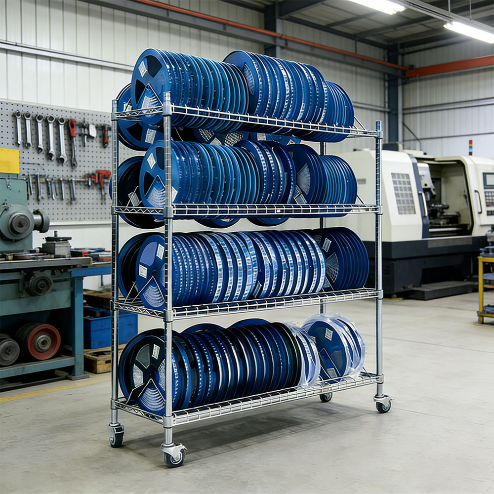 Customizable Mobile Wire Shelving Multi Layers Wire Shelving Rack Warehouse Storage Equipment With Wheels