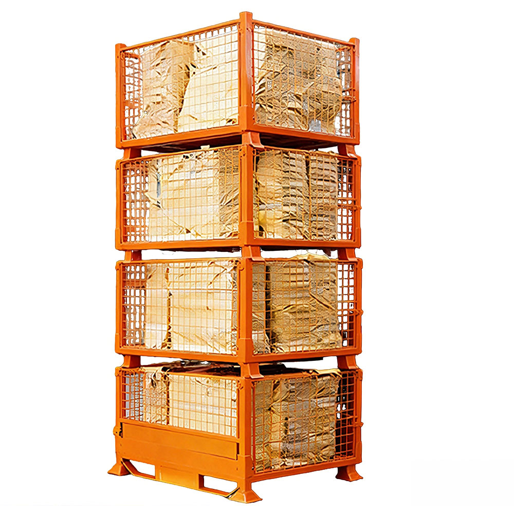 Storage Cage Stackable Collapsible Folding Cold Rolled Steel Wire Mesh Container for Factory