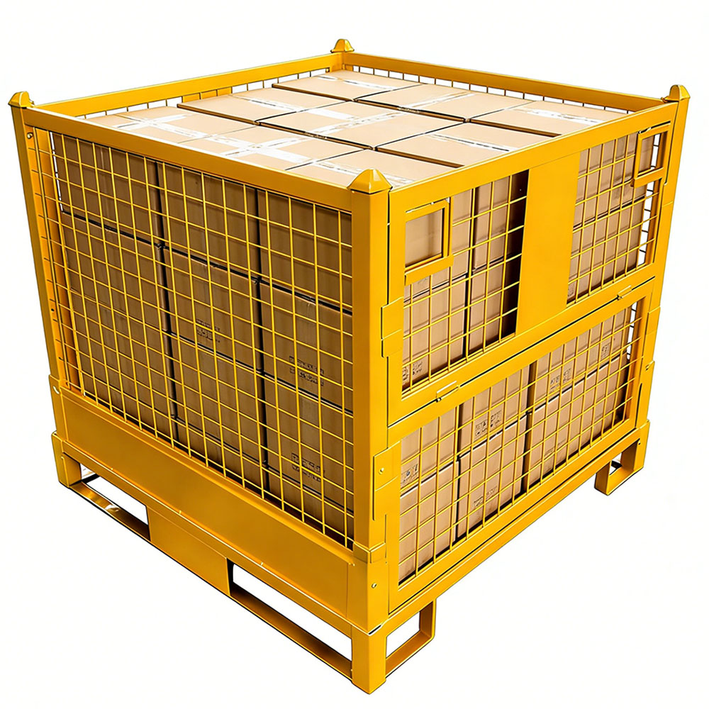 Customized Heavy Stackable Wire Mesh Metal Pallet Cage Box Warehouse Storage Cages Wire Mesh Container With Durable Quality