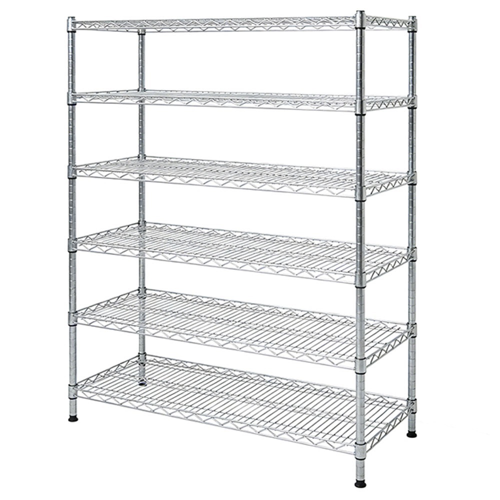 Customized Store Shelves Adjustable Wire Rack Shelves Carbon Steel Multi Layer Chromium-plated Metal Mesh Shelving