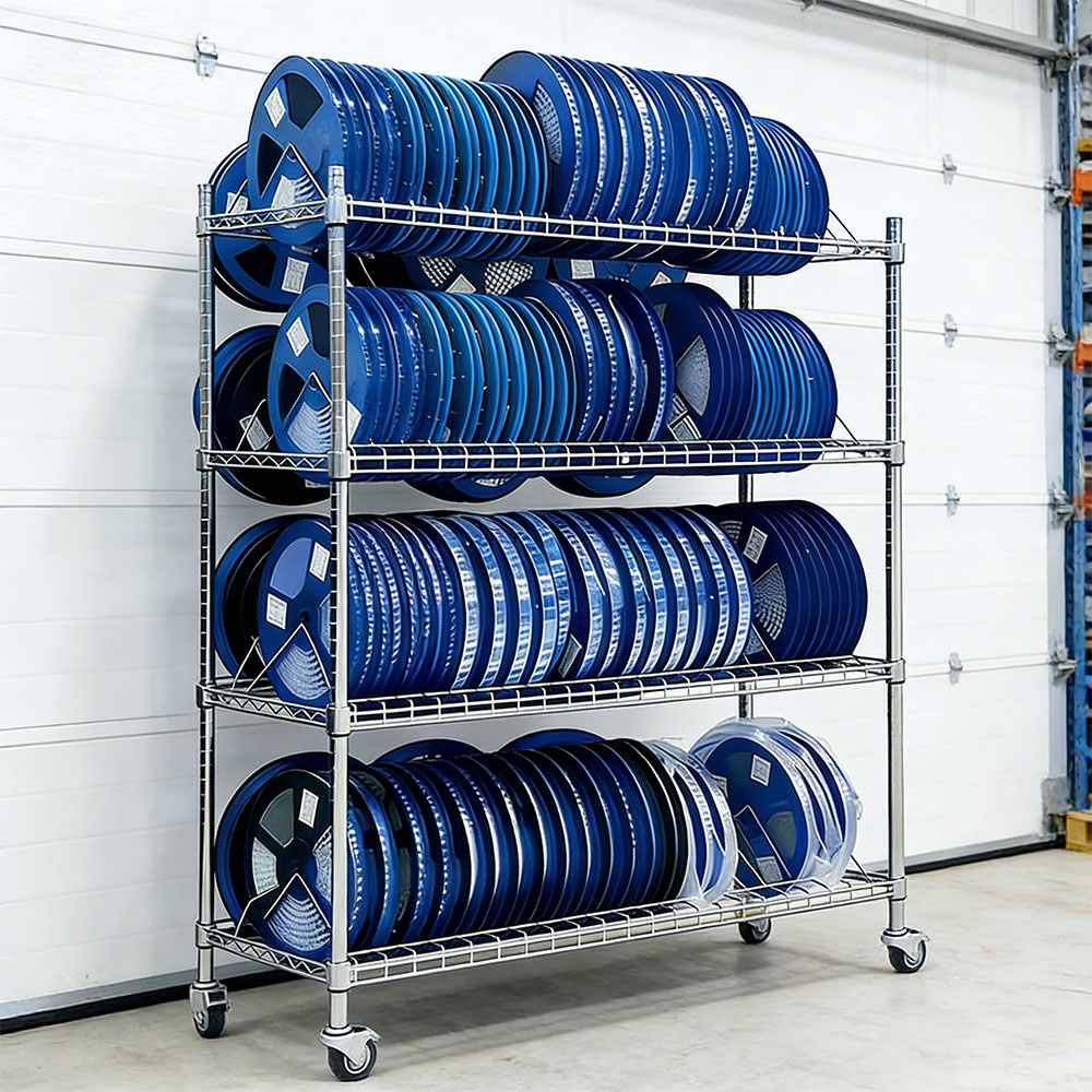 Customizable Tilted Mobile Wire Shelving Custom Size Heavy Duty Industrial Warehouse Storage Wire Shelf Unit