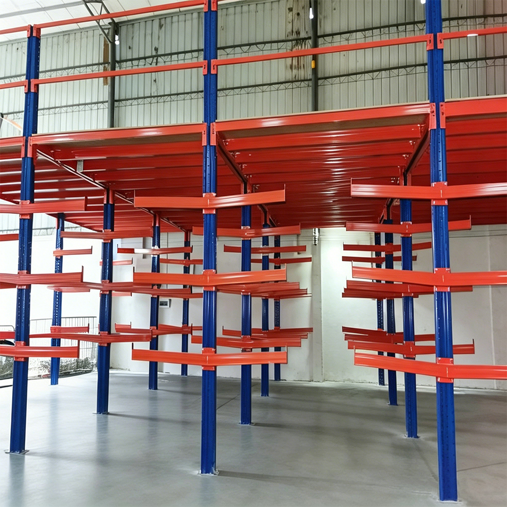 Heavy Duty 2 Layer Cold Rolled Steel Mezzanine Rack 500 Kg/sqm Load Capacity Solid Steel Flooring Powder Coated