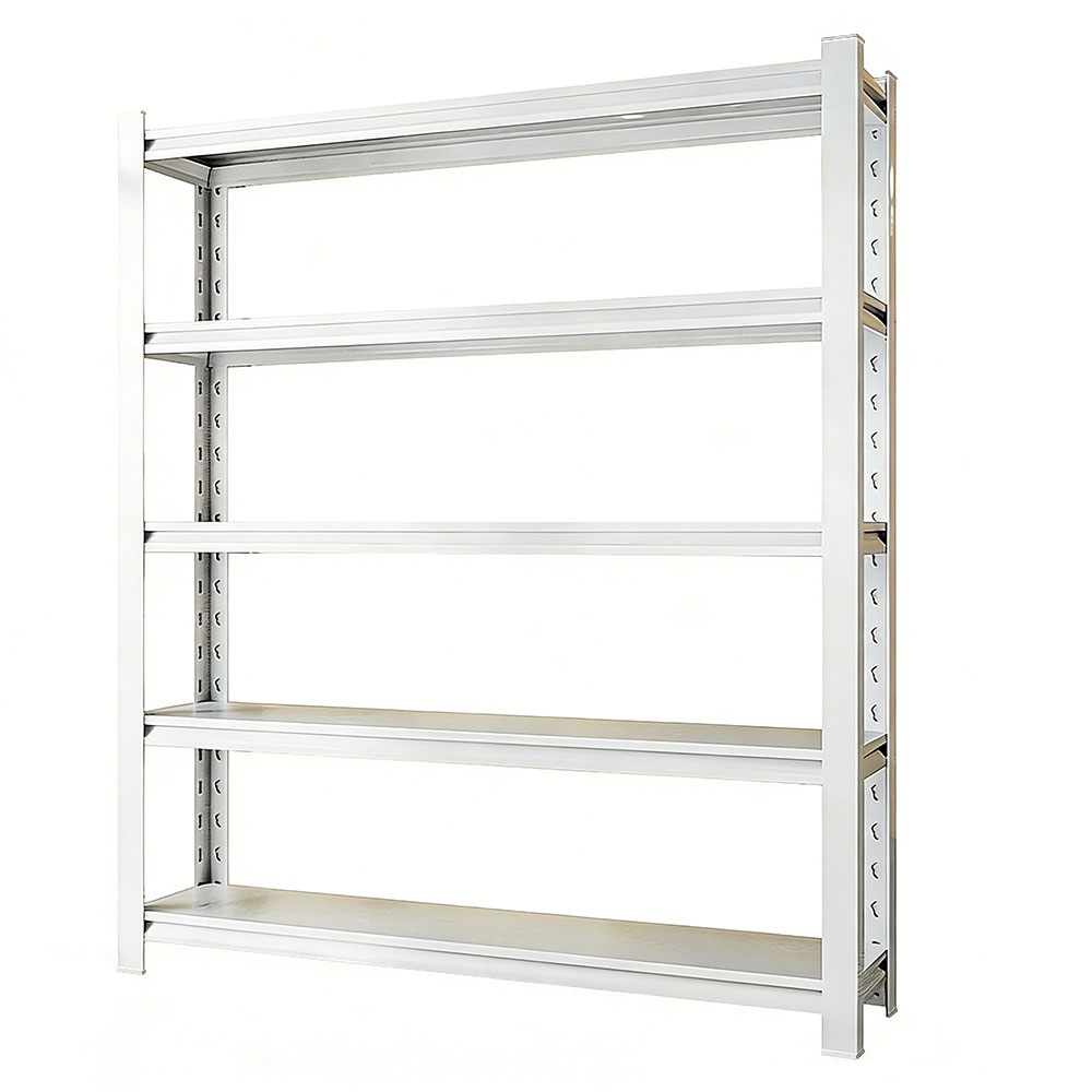 5-Tier White Metal Storage Rack Adjustable Keyhole Shelving Unit for Kitchen & Pantry Room