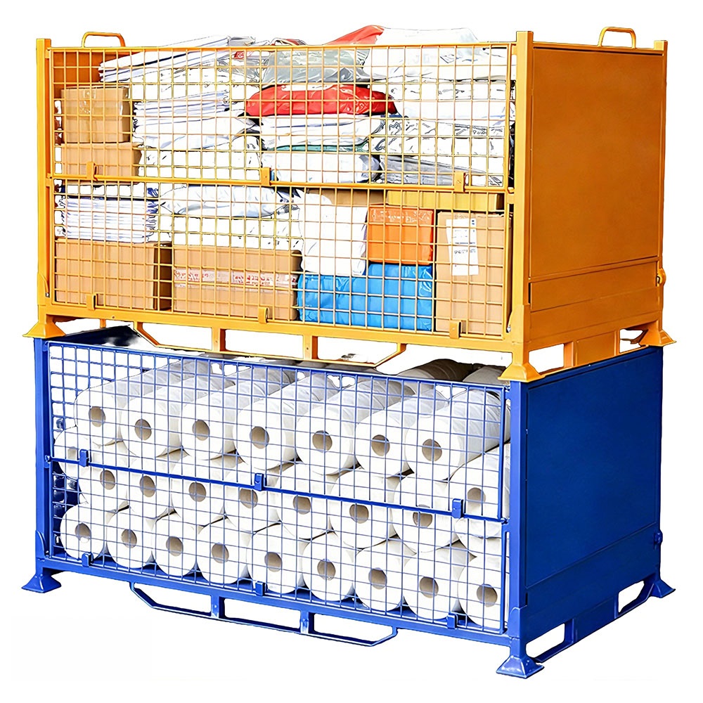 Storage Cage Stackable Collapsible Folding Metal Steel Pallet Bin Wire Mesh Container