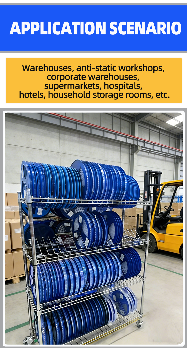Customized Mobile Wire Shelving Tilted Anti-Roll Warehouse Storage With Wheels for Warehouse