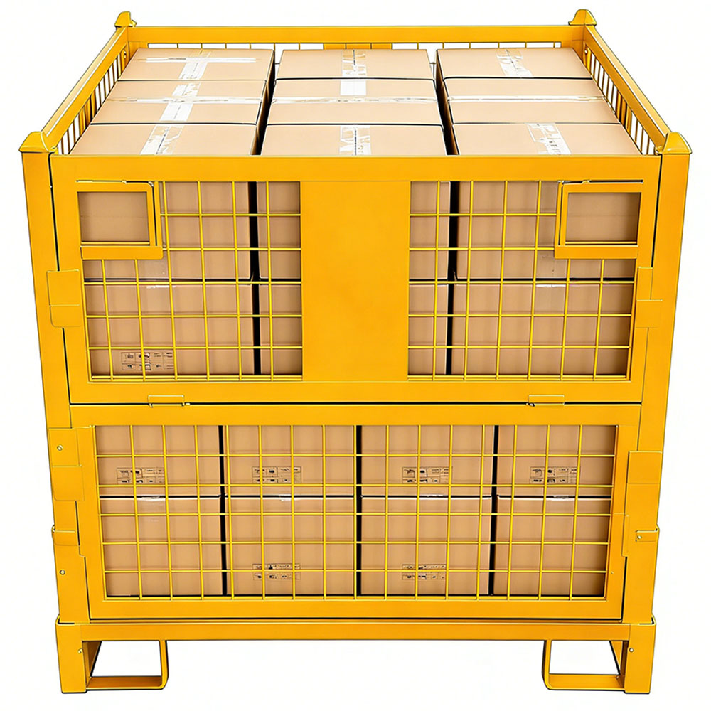 Wholesale Customized Stackable Wire Mesh Metal Pallet Cages Steel Wire Container Warehouse Storage Cages for Factory