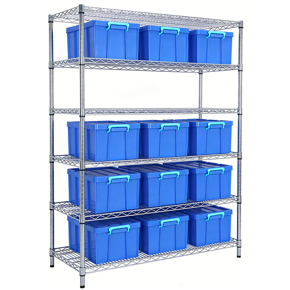Customized Adjustable Store Shelves Carbon Steel Multi Layer Chromium-plated Metal Mesh Shelving for Warehouse