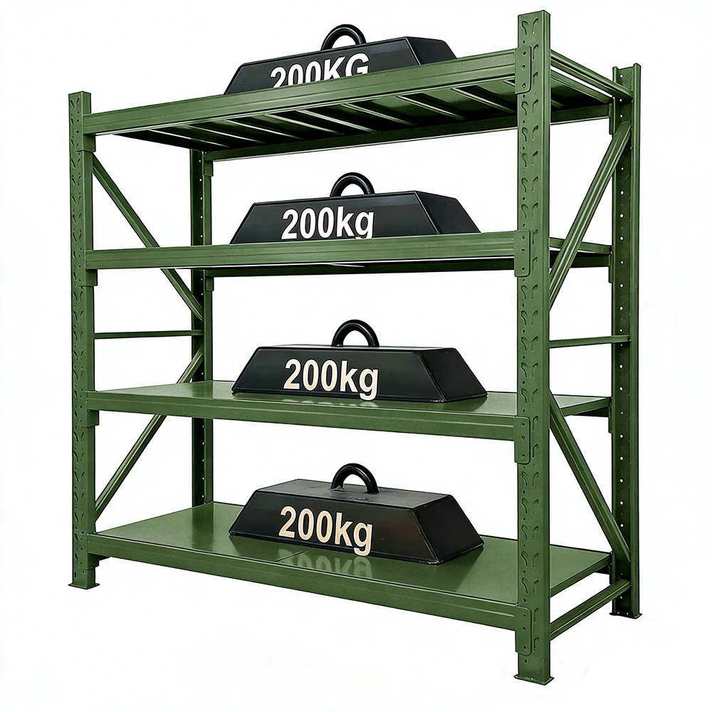 4-Tier 200kg Steel Powder Coated Boltless Adjustable Anti-Rust Light Duty Warehouse Racks & Units