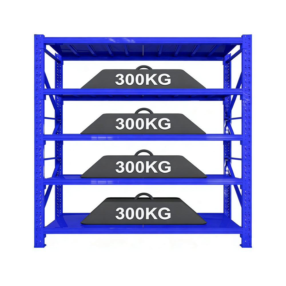 Practical 4-Layer Steel Storage Shelving Bolt-Free with Anti-Rust Powder Coated for Warehouse & Garage