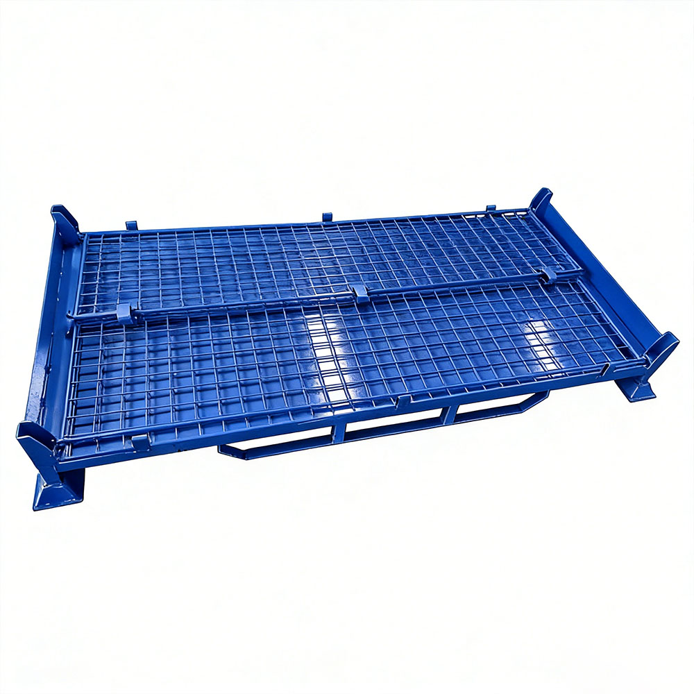 Wholesale Blue Collapsible Storage Cage Cold Rolled Steel Folding Cage Stacking Storage Cages for Factory