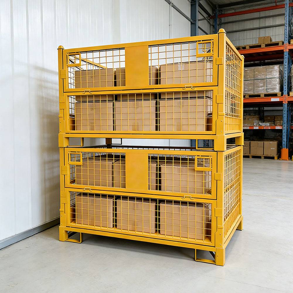 Customized Stackable Wire Mesh Metal Pallet Cage Warehouse Storage Cages Steel Wire Container for Factory