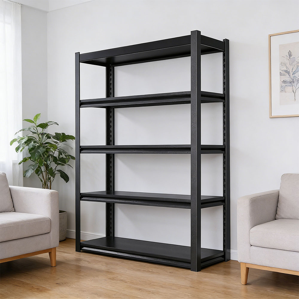 Multi-purpose 5-Tier White Metal Shelving Unit Adjustable Storage Rack for Home Office Garage & Basement