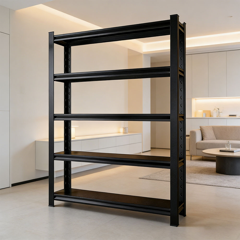 Light Duty 5-Tier Black Powder Coated Metal Shelving Unit Multi-use Storage Rack for Garage