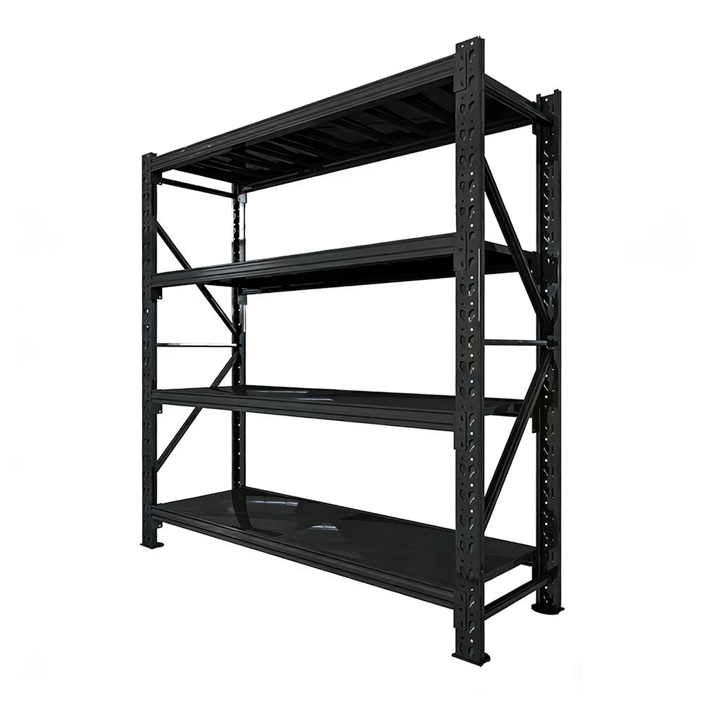 Industrial Warehouse Storage Pallet Racking Steel Adjustable 4-Layer Shelves Powder Coated Freestanding Boltless Plug-In