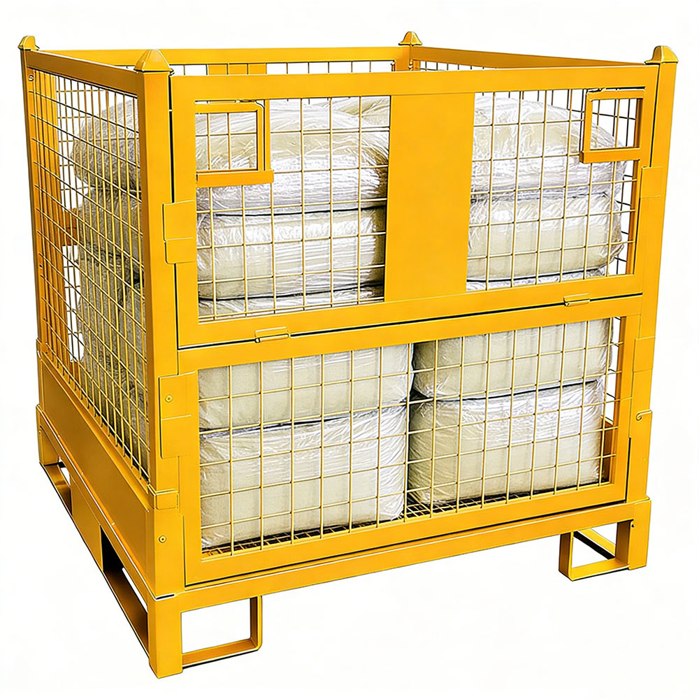 Customized Foldable Pallet Stacking Racks Wire Collapsible Storage Cages Storage Container for Warehouse