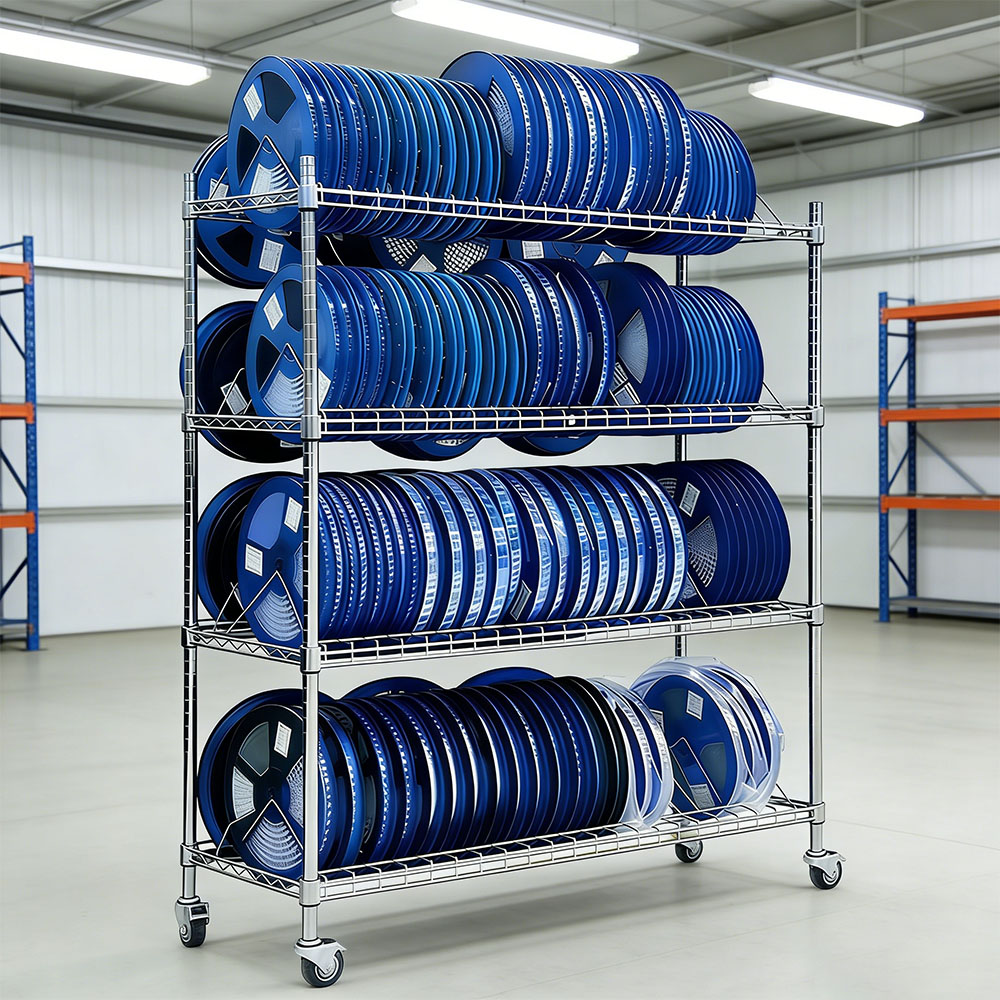 Customizable Industrial Heavy Duty Wire Mesh Shelving Chrome Wire Shelving With Wheel for Warehouse Storage