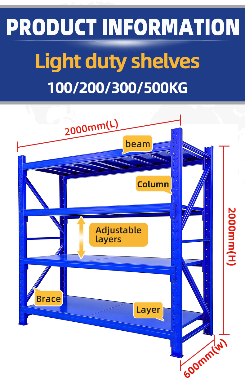 Industrial Cold Rolled Steel Multilayer Boltless Adjustable Electrostatic Powder Coated Anti-Rust Corrosion Pallet Racking