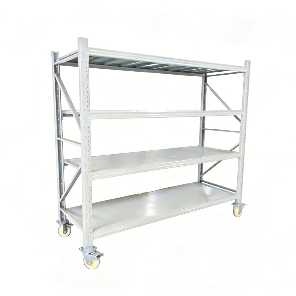 Steel Warehouse Rack 4 Layer Medium/Heavy Duty Industrial Racking Anti-Rust Adjustable Plug-In Shelving for Spare Auto Parts