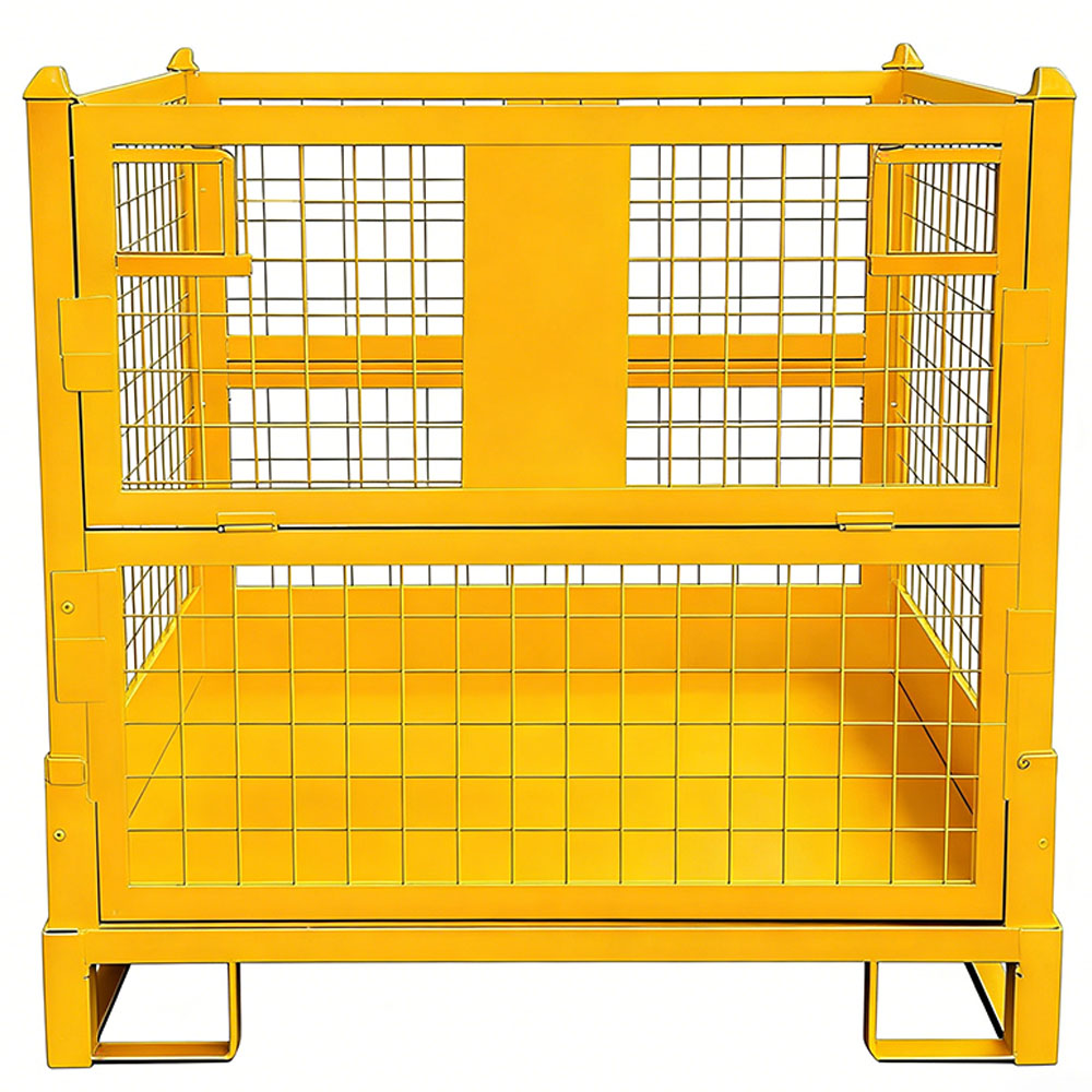 Industrial Wholesale Customized Cold Rolled Steel Storage Cages Foldable Stacking Racks Steel Wire Container