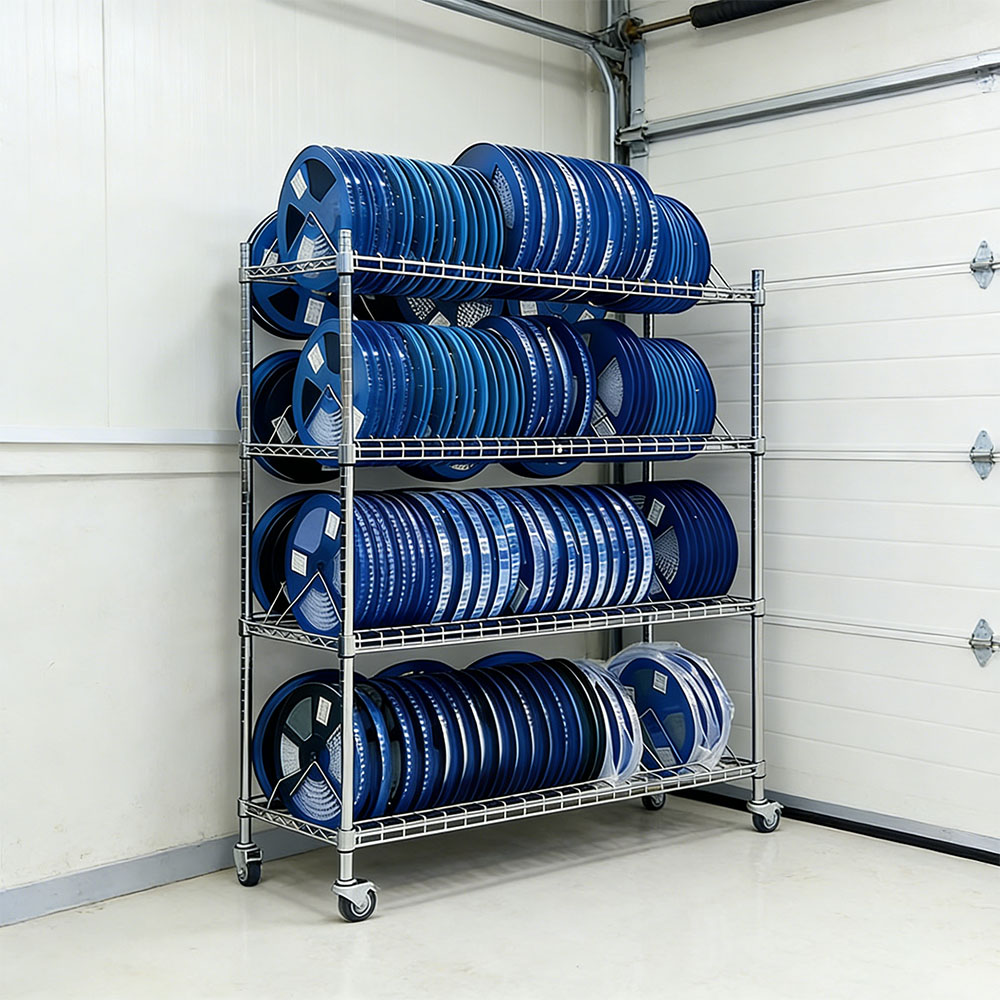 Customized Mobile Wire Shelving Tilted Anti-Roll Warehouse Storage With Wheels for Warehouse