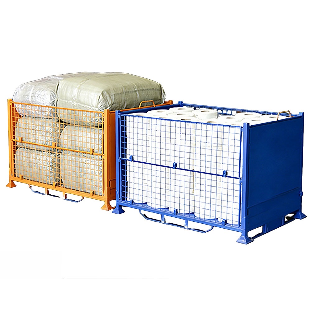 Heavy Duty Customized Wholesale Stackable Folding Cages Foldable Storage Cold Rolled Steel Warehouse Cage for Industrial