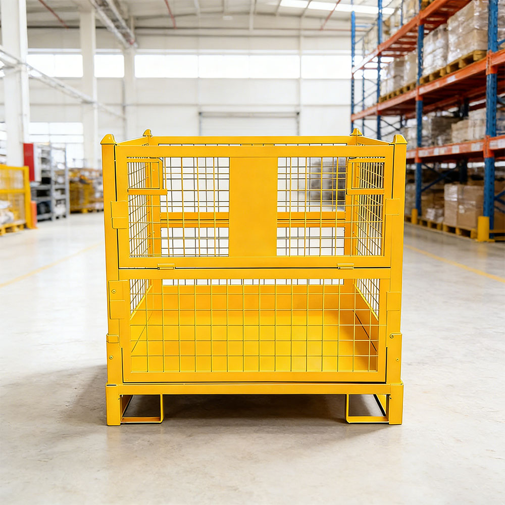 Customized Foldable Pallet Stacking Racks Wire Collapsible Storage Cages Storage Container for Warehouse