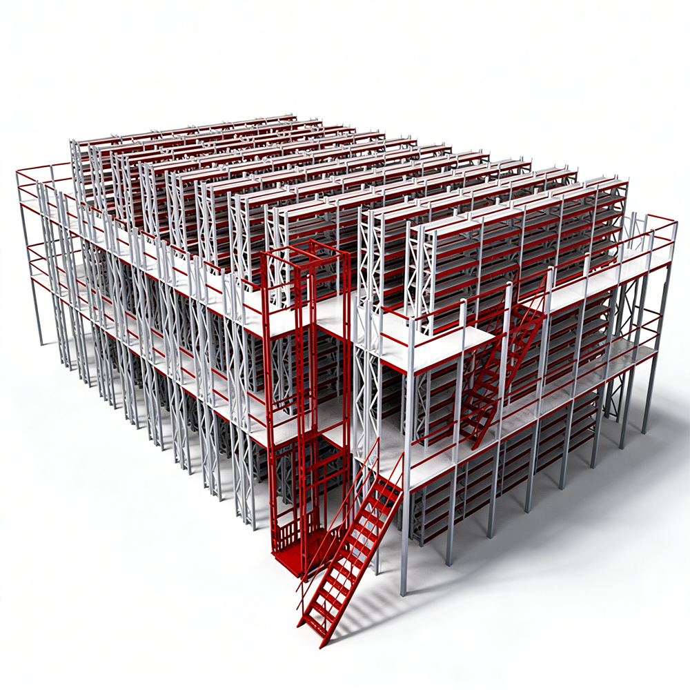Stable Steel Structure Platform Warehouse Storage Mezzanine Floor With Racks