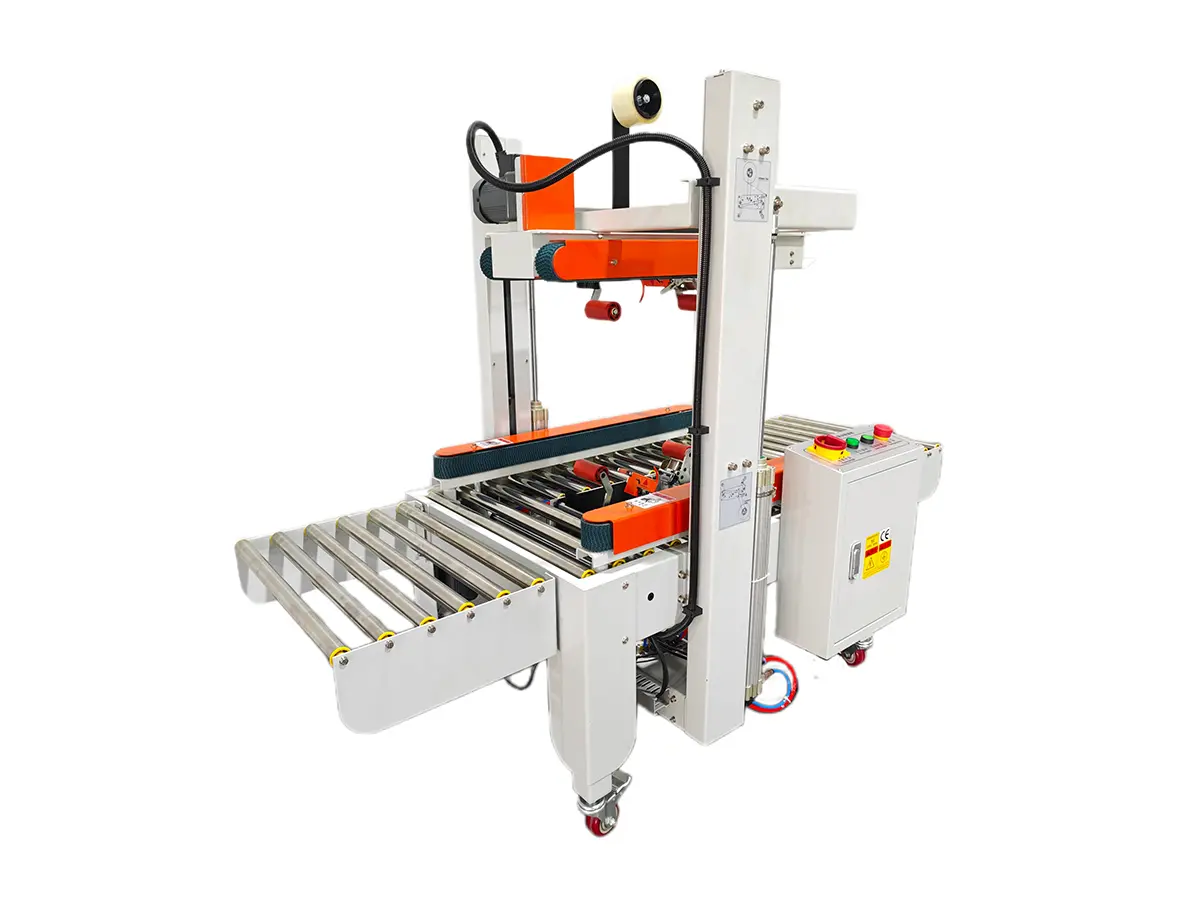 Low Price FJ123 Automatic Top-Side Drive Belt Carton Sealer Manufacturers, Distributors