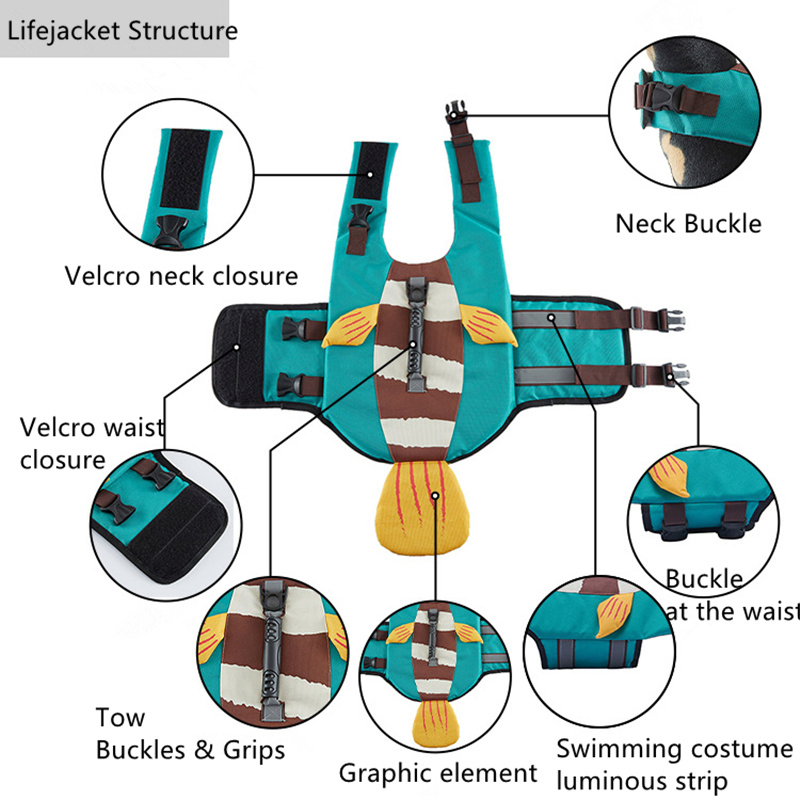 Factory Customized Pet Outdoor Products Dog Swimming Vest Pet Safety Life Jacket