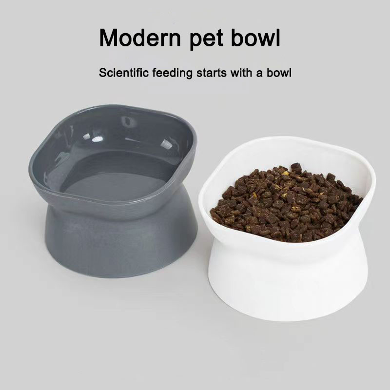 Pet Bowl Plastic High Foot Diagonal Bowl Cat Dog Neck Guard Against Upset Feeding Bowl Cat Drink Water Bowl