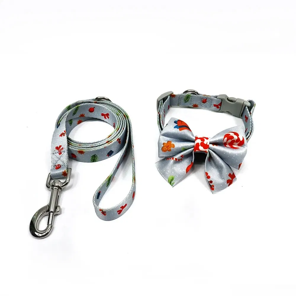 Wholesale Custom Logo and Pattern Dog Harness Luxury Adjustable No Pull Pet Dog Leash and Collar Poop Bag Holder Pet Supplies