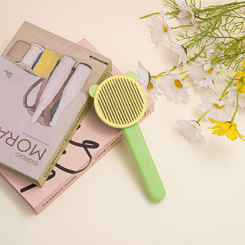 Pet Comb Massage Dehairing Comb Cat Self-Cleaning Needle Comb Dog Grooming De-Fluffing Comb Cleaning Supplies