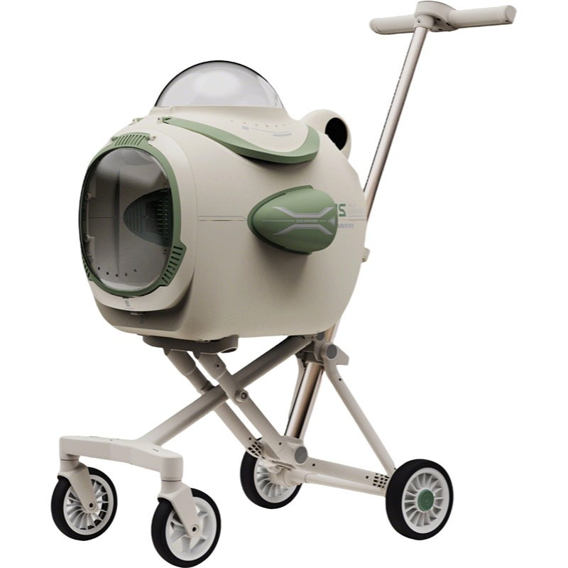 Foldable Pet Stroller for Outdoor Use with Safety Belt &amp; Rechargeable Fan