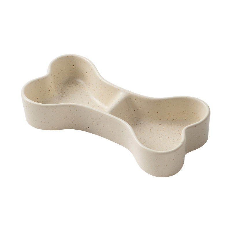 Wholesale OEM Creative Speckled Glaze Ceramic Pet Bowl with Bone Divider Pet Water &amp; Feeding Bowl