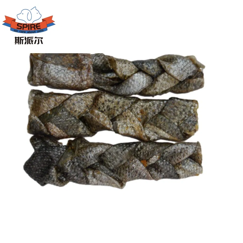 Wholesale Price China OEM Factory Dog Snacks Deep Sea Salmon Fish Skin Braid Pet Products
