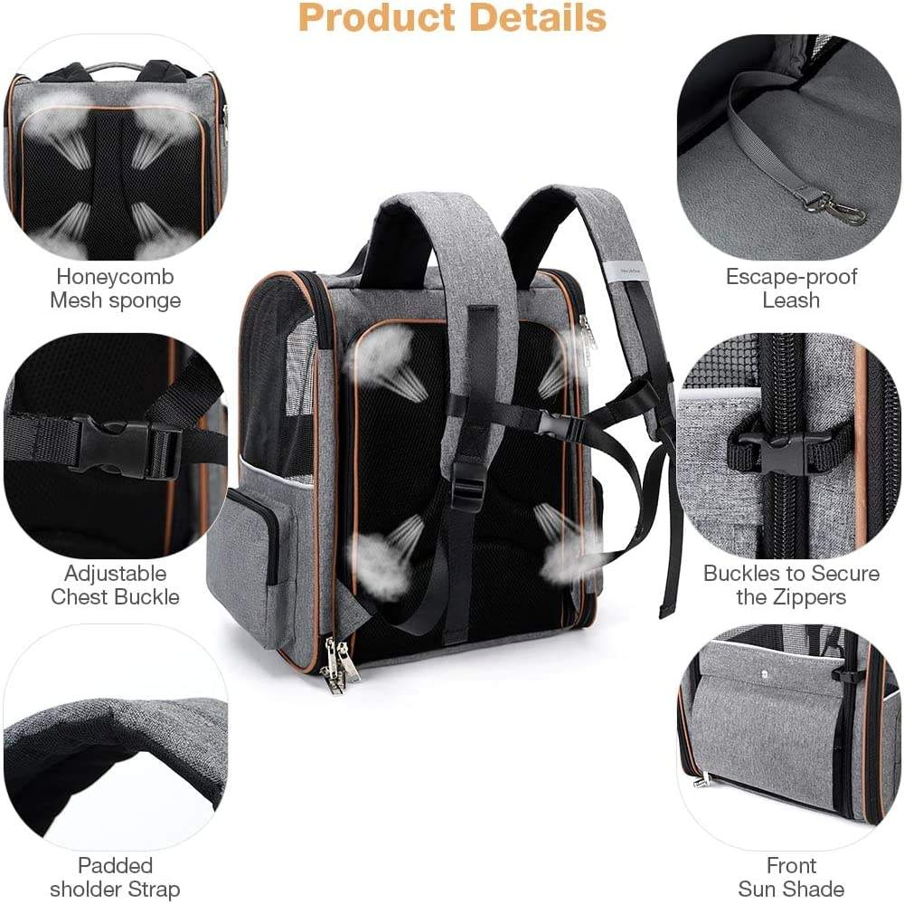 Expandable Pet Cat Backpack Carrier Foldable Puppy Backpack Carrier for Travel