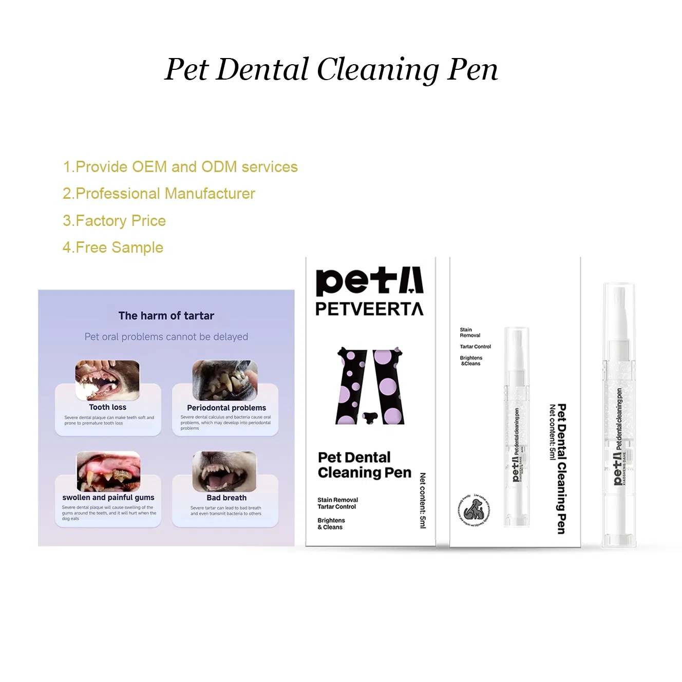 Safe and Harmless Pet Dental Cleaning Pen for Pet's Gum Care