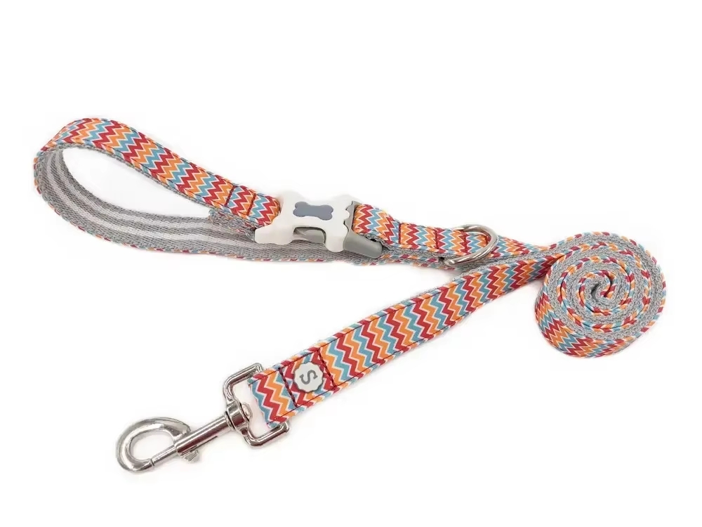 Bone Buckle Dog Collars Leashes Heavy Duty Custom Print Pet Dog Leash