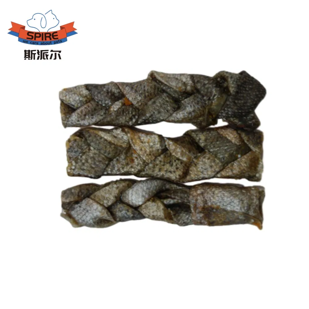 Wholesale Price China OEM Factory Dog Snacks Deep Sea Salmon Fish Skin Braid Pet Products