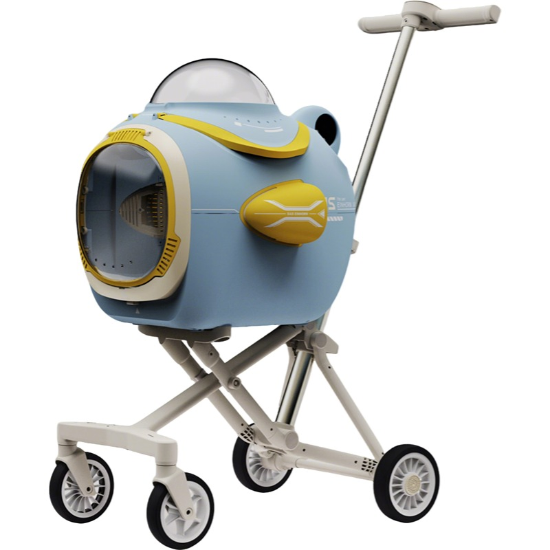 Foldable Pet Stroller for Outdoor Use with Safety Belt &amp; Rechargeable Fan