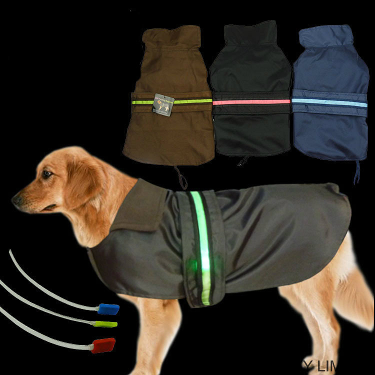 Waterproof Raincoat Safety LED Night Pet Clothes LED Dog Jacket