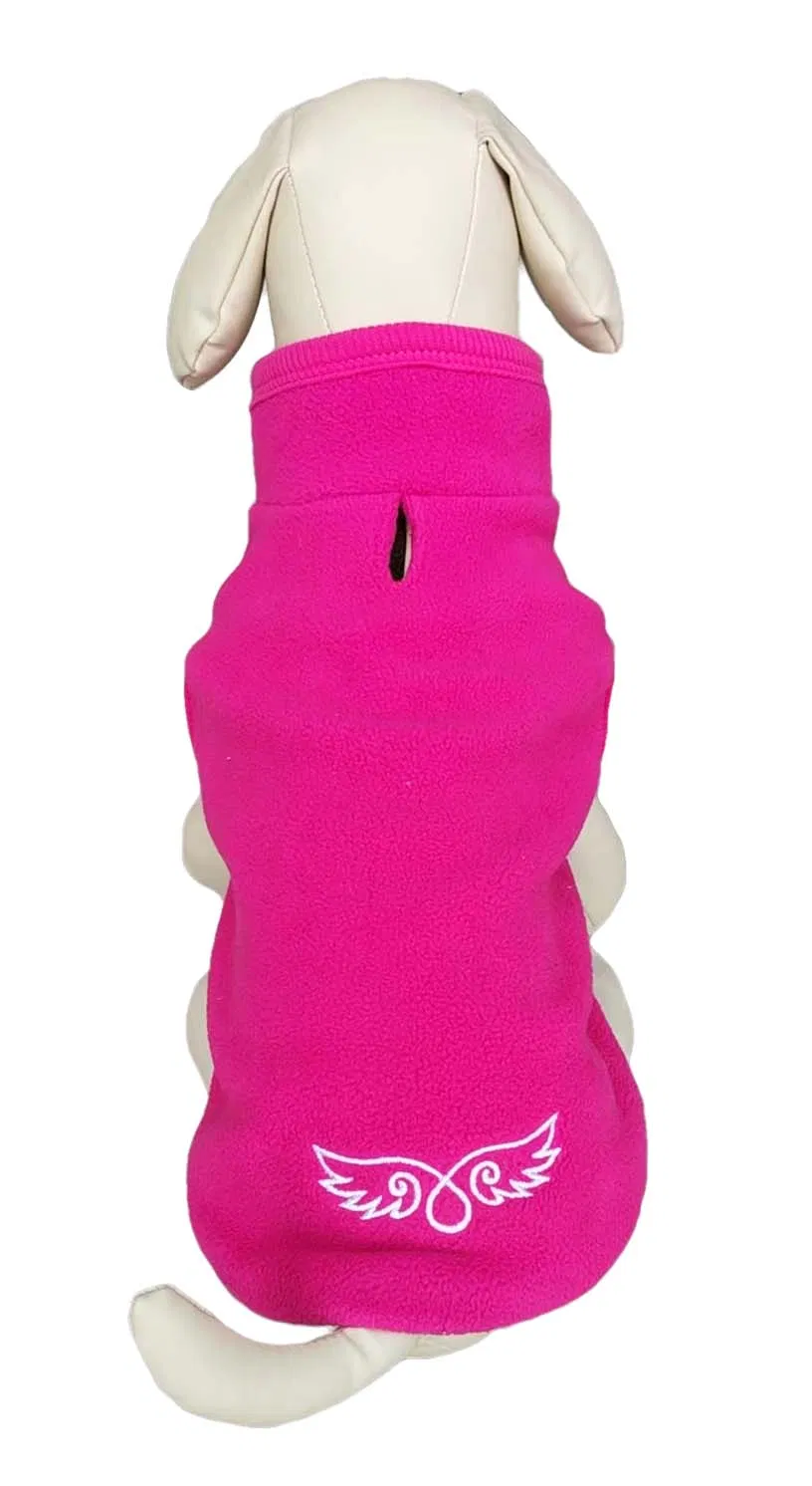 Durable Pink Polar Fleece Dog Pet Embroidery Vest Clothes Apparel
