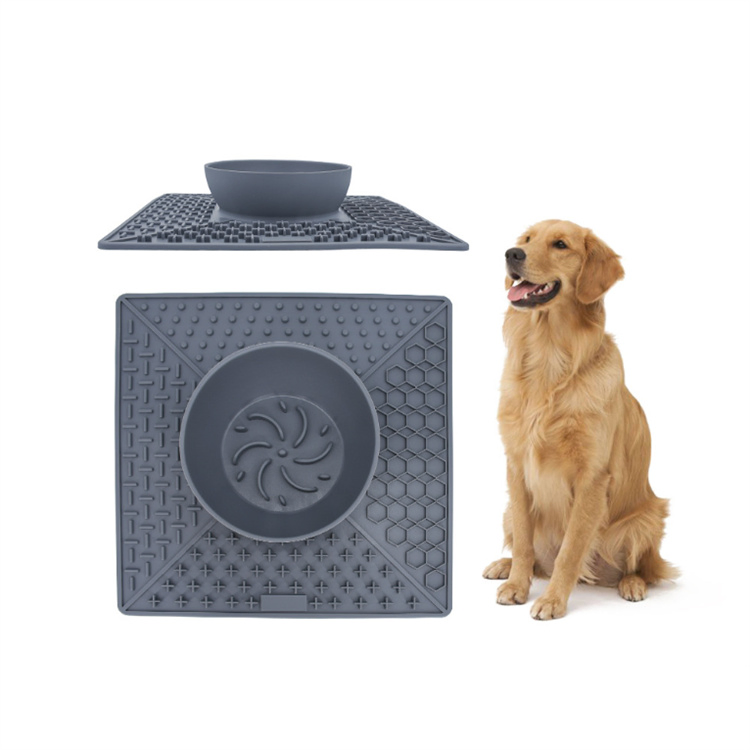 Eco-Friendly Pet Feeding Lick Mat Silicone Pet Slow Feeder Dog Bowl with Mat for Dog Pet Anxiety Relief