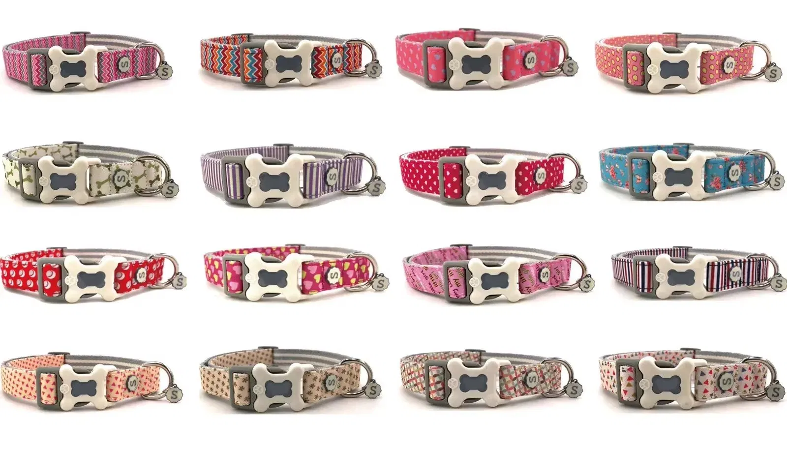 Bone Buckle Dog Collars Leashes Heavy Duty Custom Print Pet Dog Leash